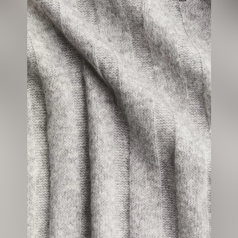 H&M Women’s Wool Blend Ribbed Mock Neck Sweater Gray Size XXL Oversized Cozy - Picture 2 of 6